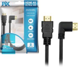 PIX Cabo HDMI 2.0 4K 19 Pinos – Plug 90 Graus, 2 Metros