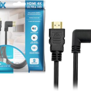 PIX Cabo HDMI 2.0 4K 19 Pinos - Plug 90 Graus, 2 Metros
